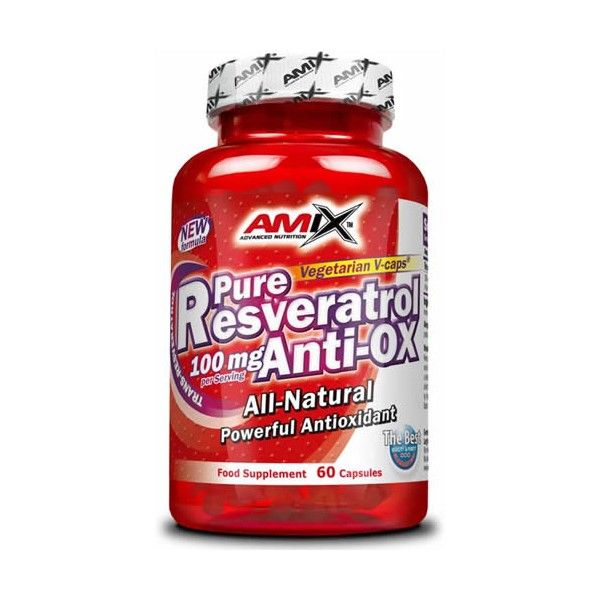 Amix Pure Resveratrol Anti-Ox 60 cápsulas x 50 mg - Gran Efecto Antioxidante / Cápsulas Vegetarianas V-Caps