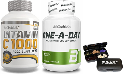 Pack BioTechUSA Vitamin C 1000 100 tabs + One-A-Day 100 tabs + Pastillero Pack BioTechUSA Vitamin C 1000 100 tabs + One-A-Day 100 tabs + Pastillero