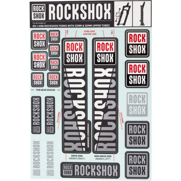 Barra de adesivos Rockshox Rec Kit 30/32/rs1 branco