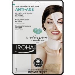 Iroha Nature 100% Algodão Máscara Facial e Pescoço Colágeno Antiidade 1 Uso Feminino