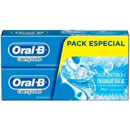 Lote de creme dental Oral-b para enxágue completo + branqueamento 2 x 75 ml